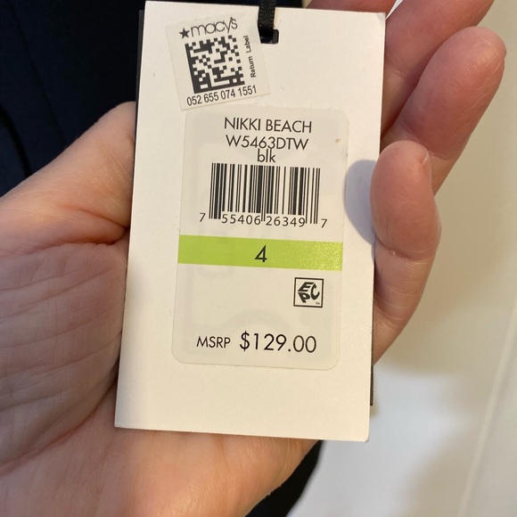 DKNY Double Breasted Vest. Black with Gold Buttons and Gold Logo Embellishments - Picture 8 of 12